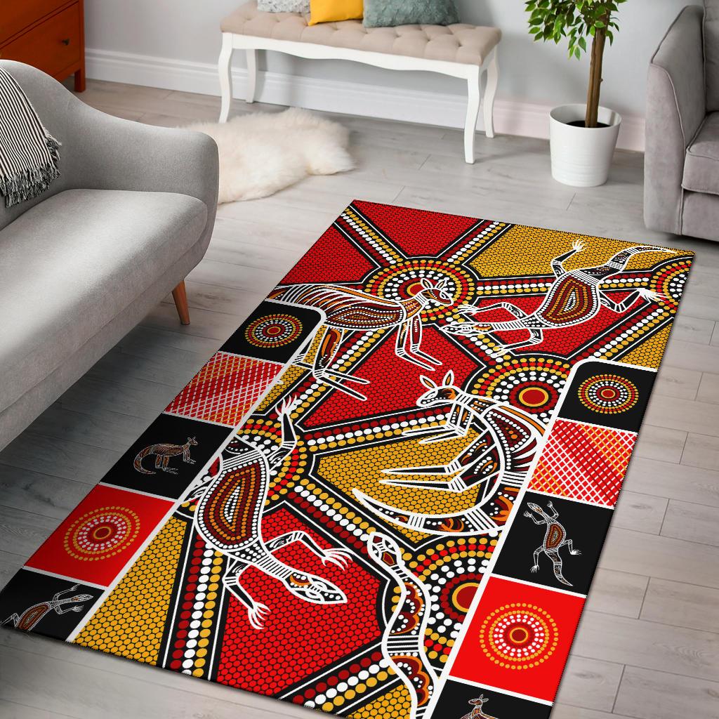 Aboriginal Area Rug, Kangaroo Dot Painting Patterns - Vibe Hoodie Shop