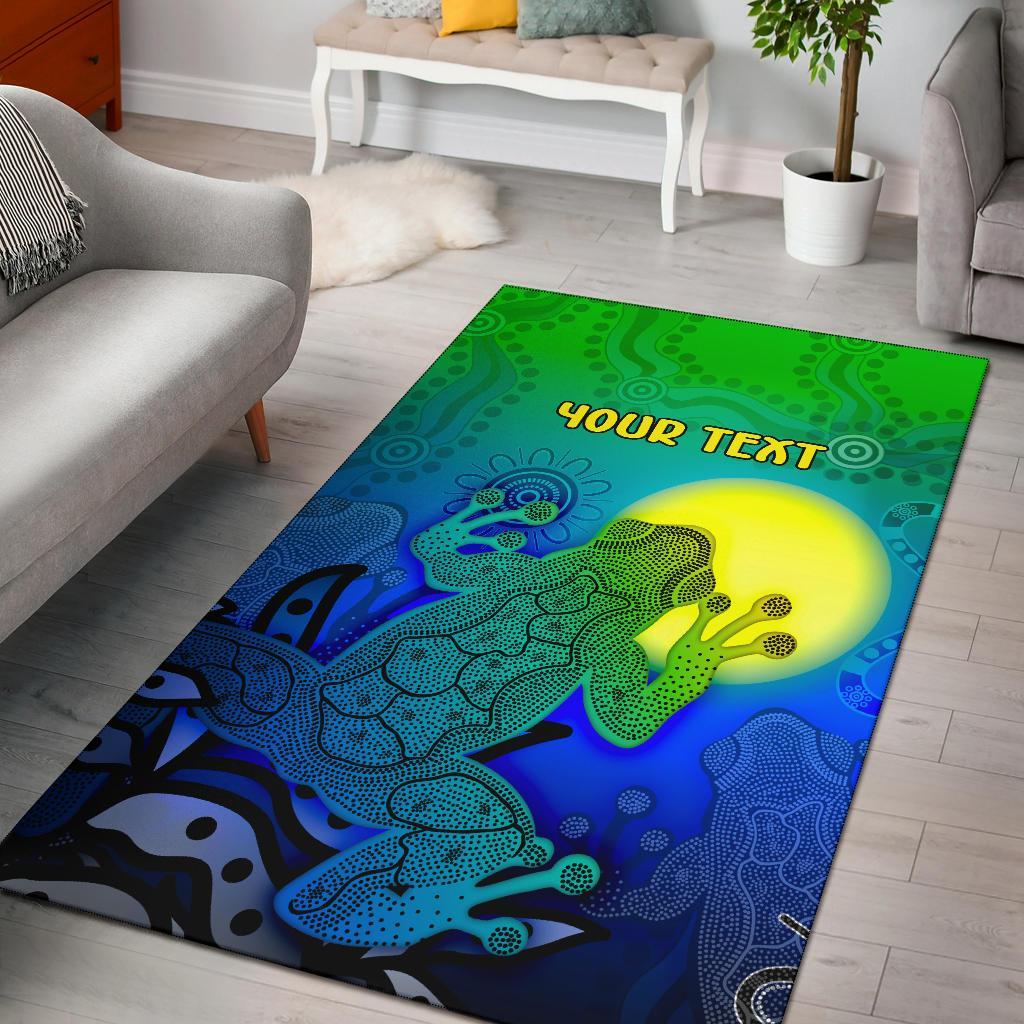 Custom Aboriginal Area Rug - Indigenous Frog (Blue) - Vibe Hoodie Shop