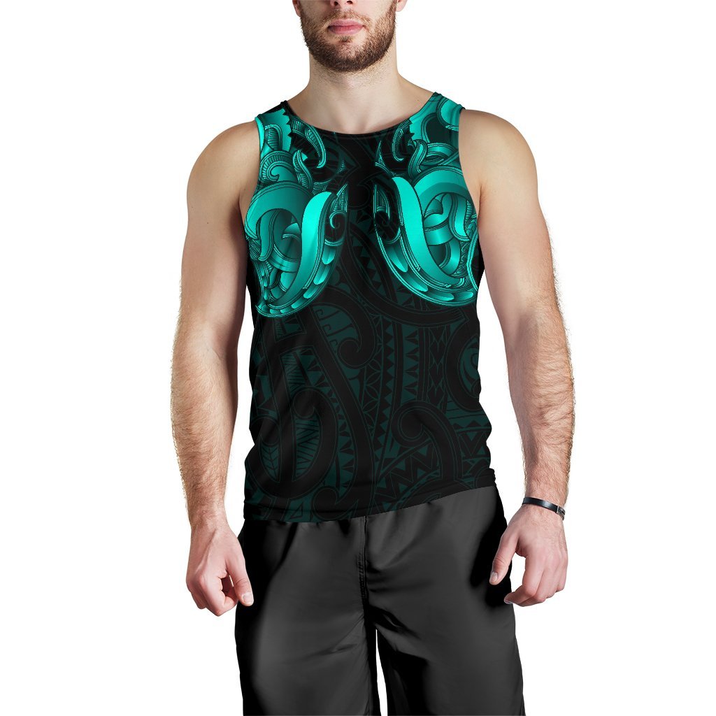 Maori Ta Moko Men Tank Top New Zealand Turquoise - Vibe Hoodie Shop