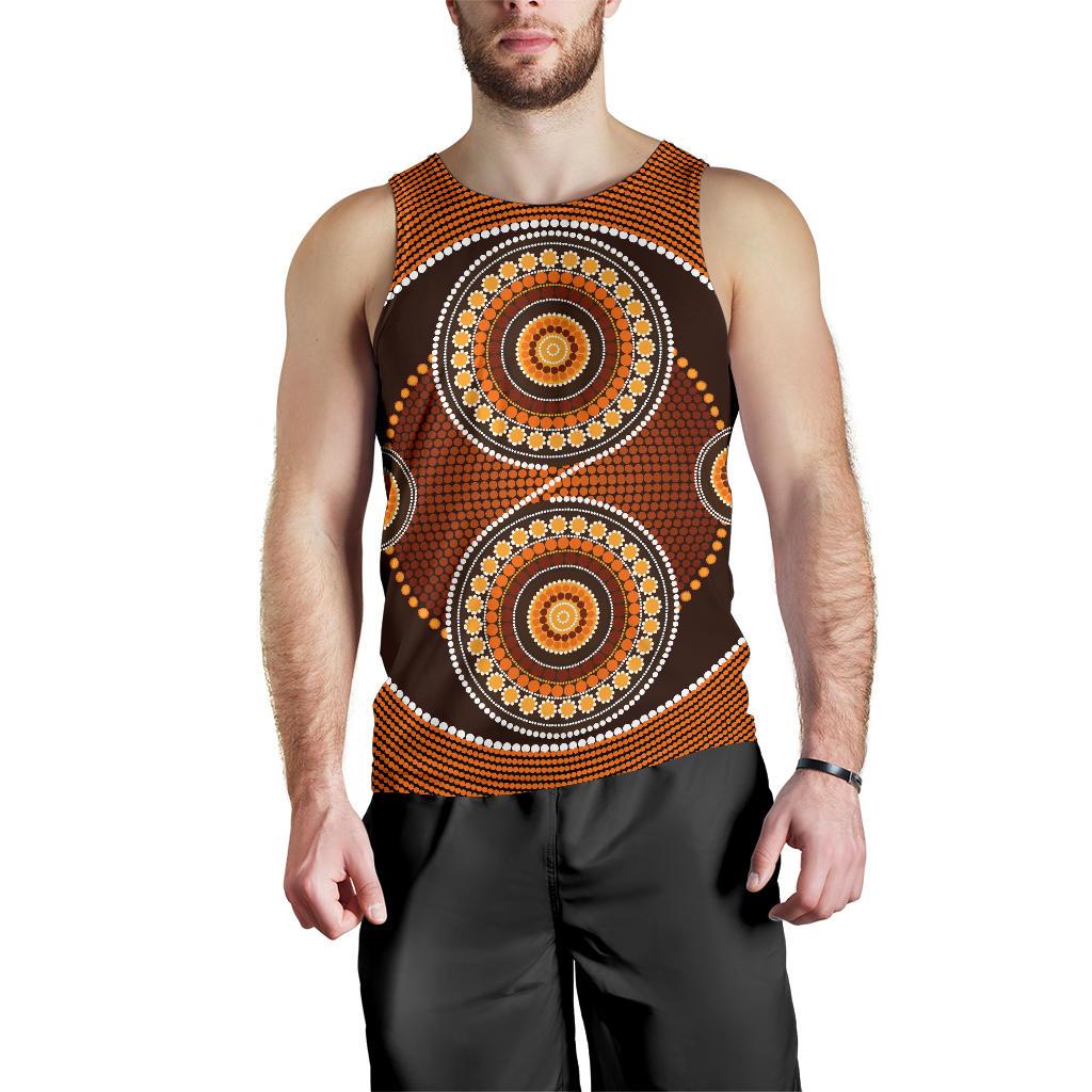 Men Tank Top - Aboriginal Dot Painting Mens Tank Ver10 - Vibe Hoodie Shop