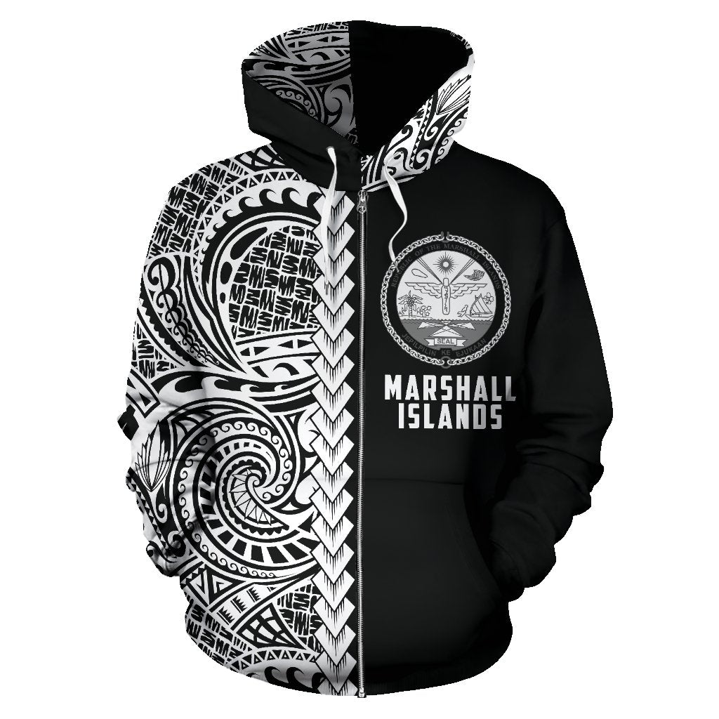 Marshall Islands Hoodie Polynesian - Half Style (Zip) - Vibe Hoodie Shop