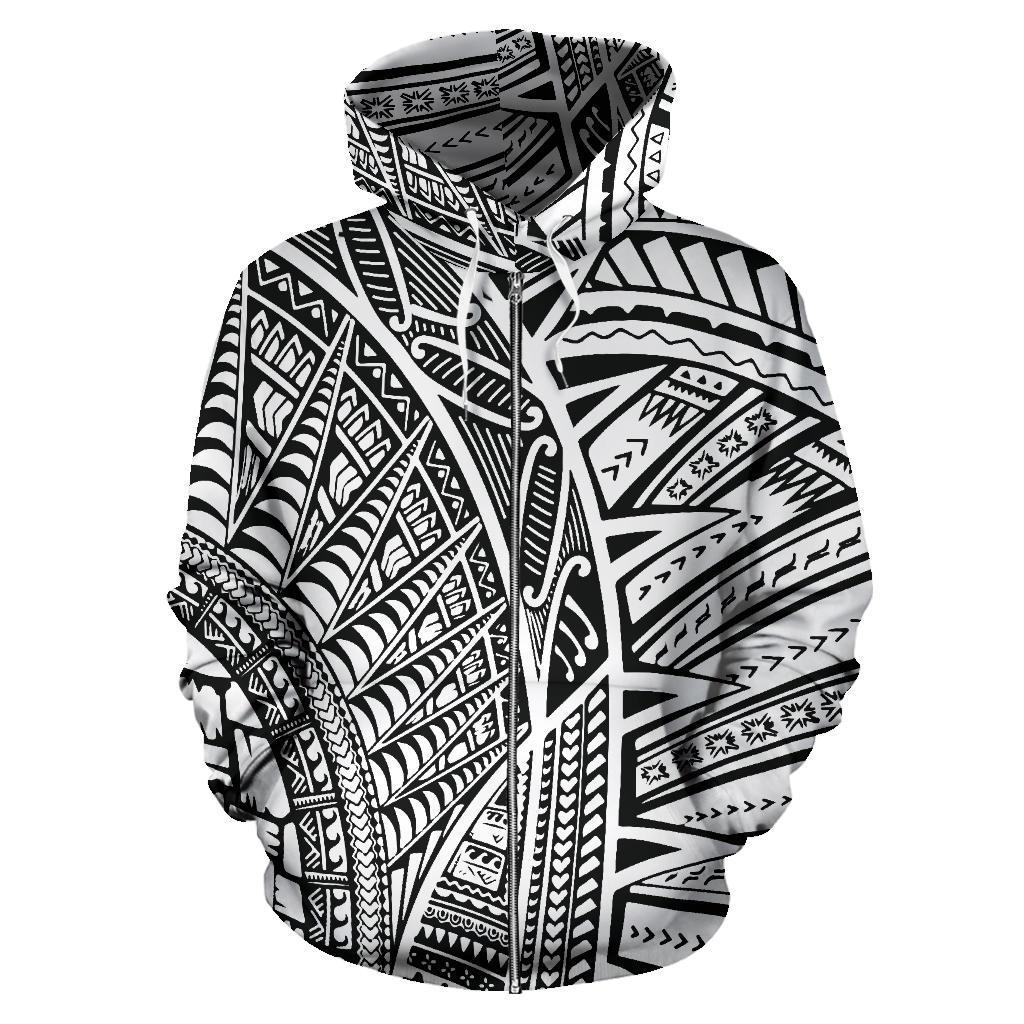 New Zealand Maori Zip - Up Hoodie Maori Full Tattoo Zipper Hoodie - Vibe Hoodie Shop