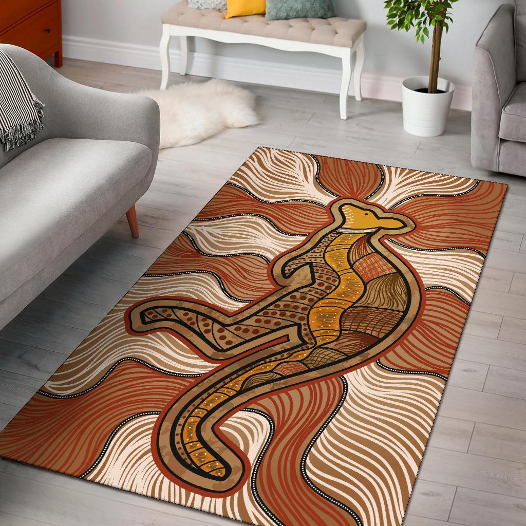 Aboriginal Area Rug - Indigenous Kangaroo Vintage Stye - Vibe Hoodie Shop