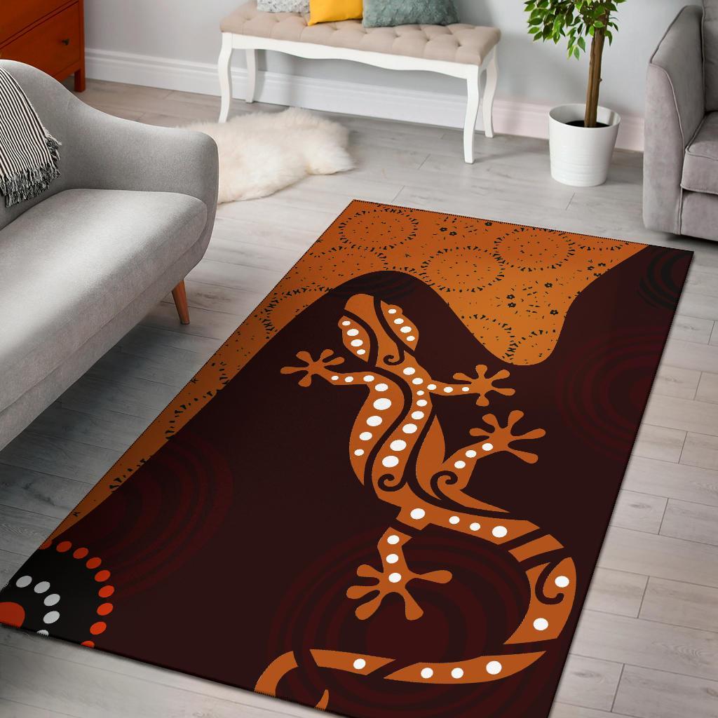 Aboriginal Area Rug - Lizard in Aboriginal Dreaming - Vibe Hoodie Shop