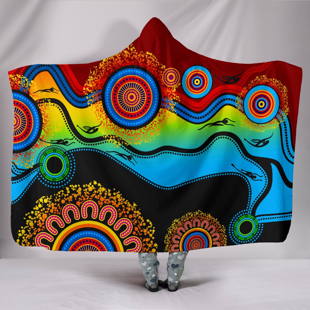 aboriginal-hooded-blanket-dot-painting-indigenous-circle-patterns-blue-dream