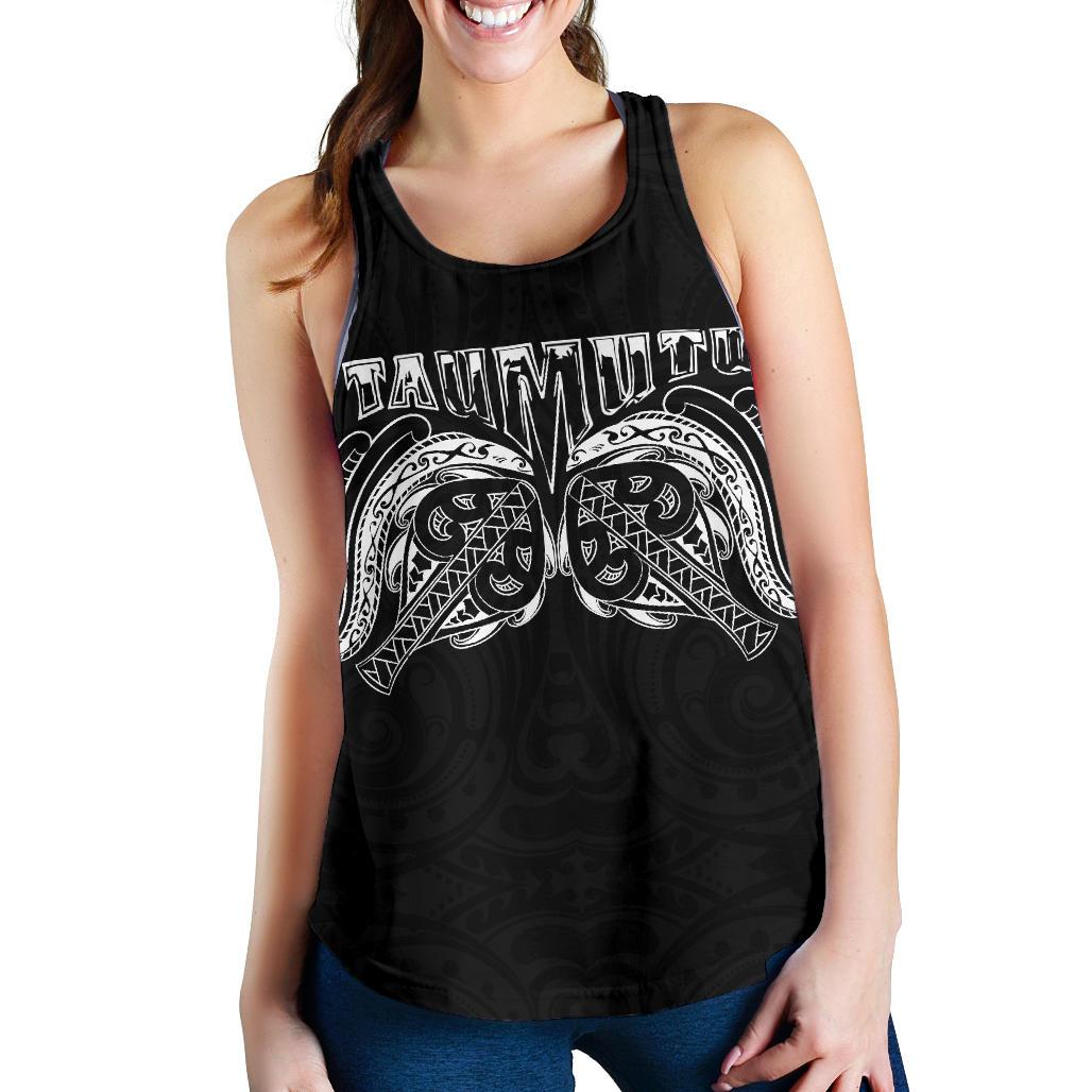 New Zealand Women's Racerback Tank, Maori Taumutu Tattoo - Vibe Hoodie Shop