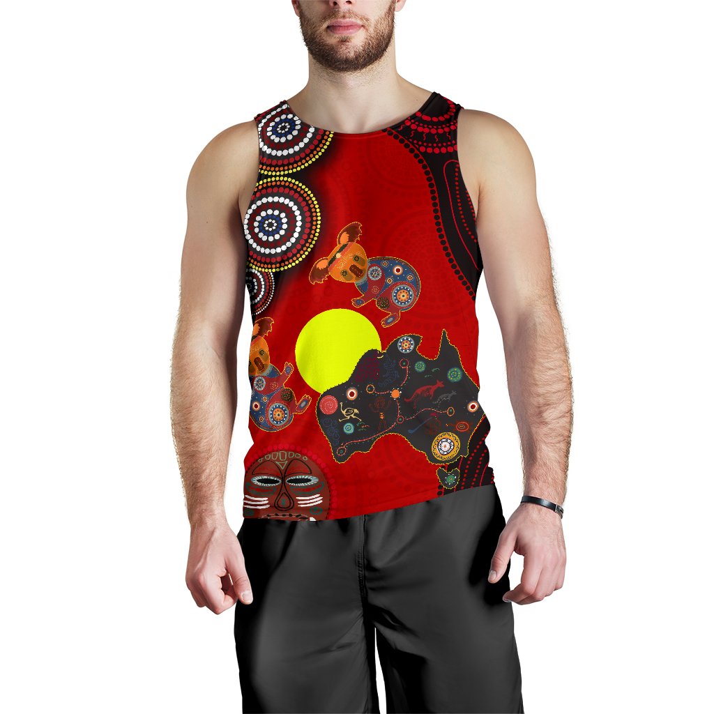 VibeHoodie Aboriginal Men's Tank Top, Animal Dot Painting - Vibe Hoodie Shop