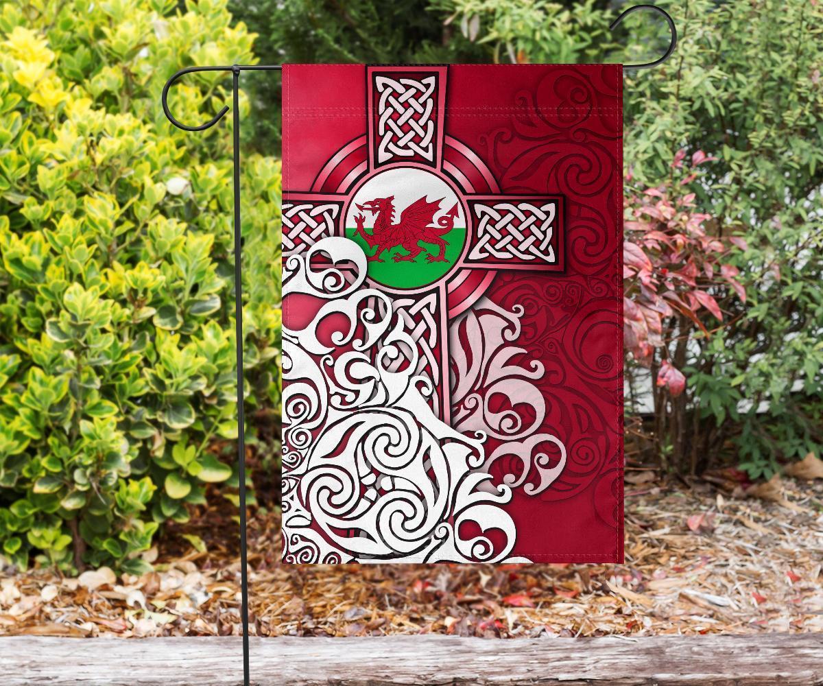 Wales Celtic Flag - Welsh Dragon Flag with Celtic Cross - Vibe Hoodie Shop