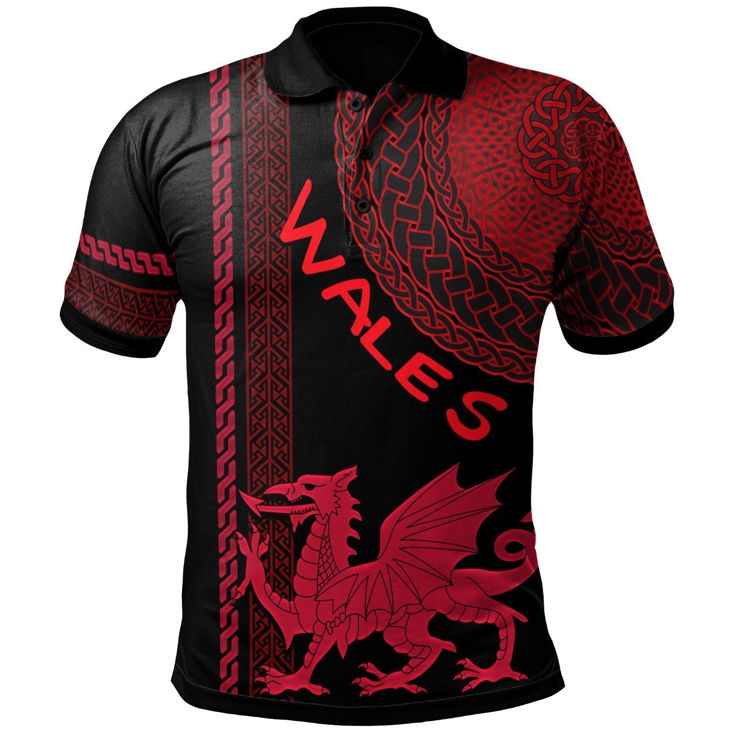 Wales Celtic Polo Shirt - Cymru and Celtic Pattern - Vibe Hoodie Shop