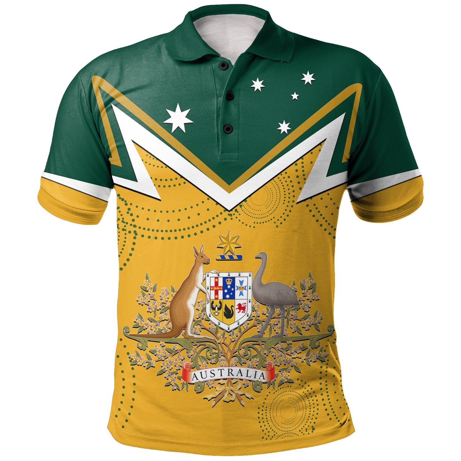 Polo Shirt - Australian Coat Of Arms National Color - Vibe Hoodie Shop