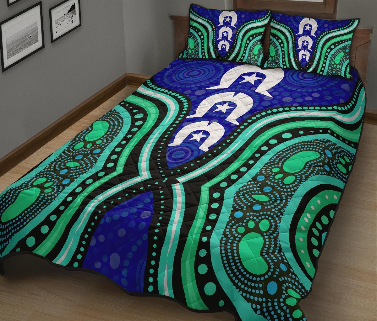 Torres Strait Quilt Bed Set - Torres Strait Symbol And Aboriginal Patterns - Vibe Hoodie Shop