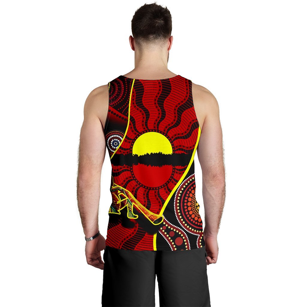 Custom Men's Tank Top - Australia Aboriginal Dots With Didgeridoo - Vibe Hoodie Shop