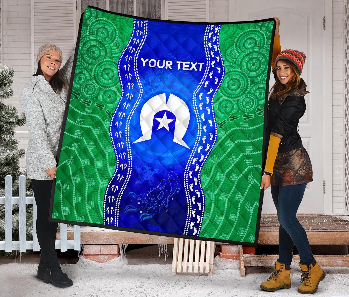 Custom Torres Strait Islanders Premium Quilt - Torres Symbol With Aboriginal Patterns - Vibe Hoodie Shop