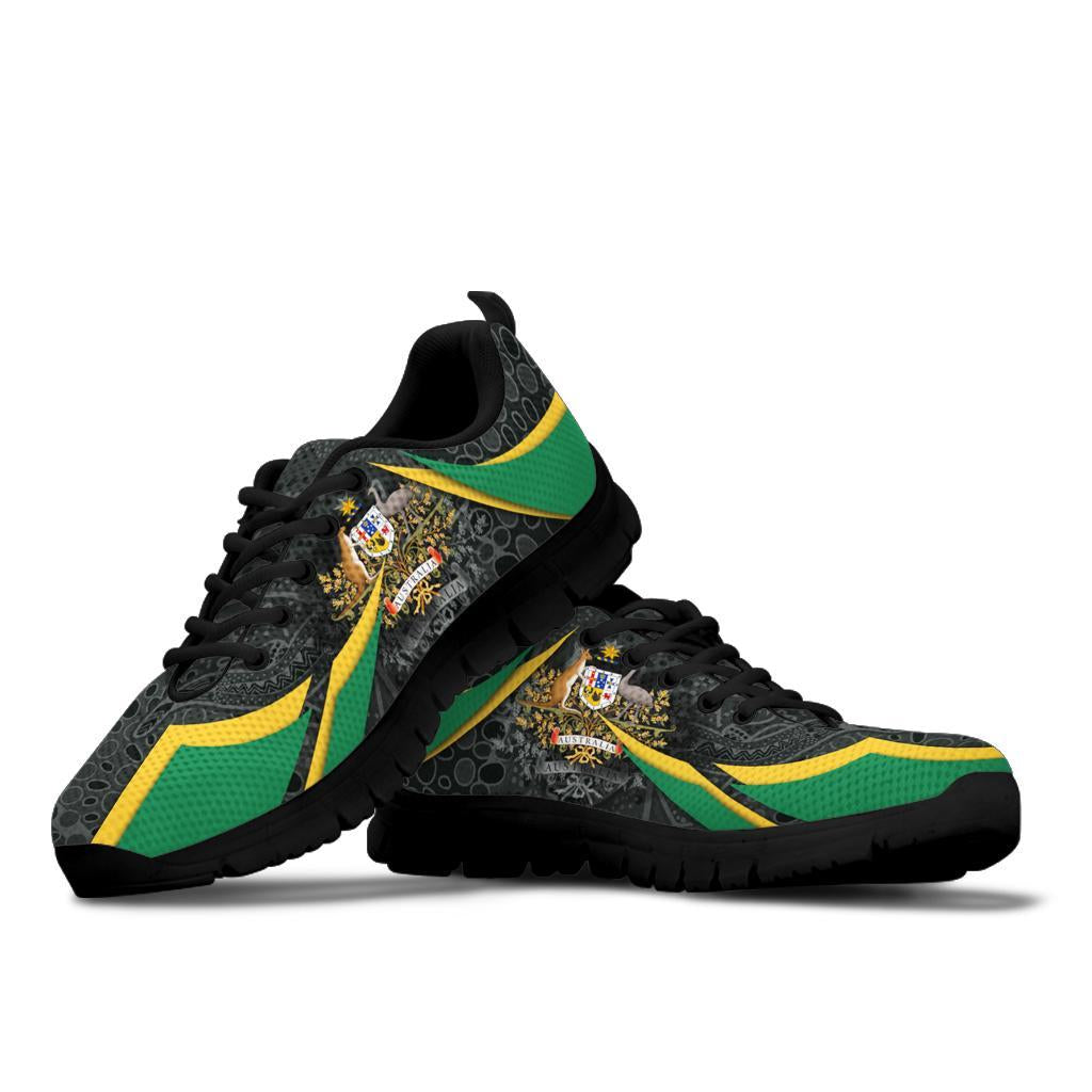 Aboriginal Sneakers, Australian Coat of Arms - Aussie Spirit (Green) - Vibe Hoodie Shop