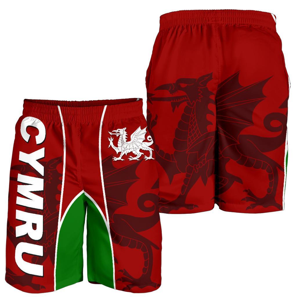 Wales Men's Shorts - Cymru Red Dragon - Vibe Hoodie Shop