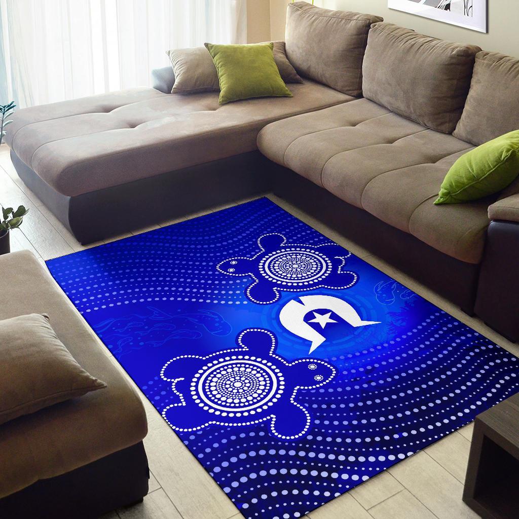 Torres Strait Islanders Area Rug - Torres Symbol With Turtle - Vibe Hoodie Shop