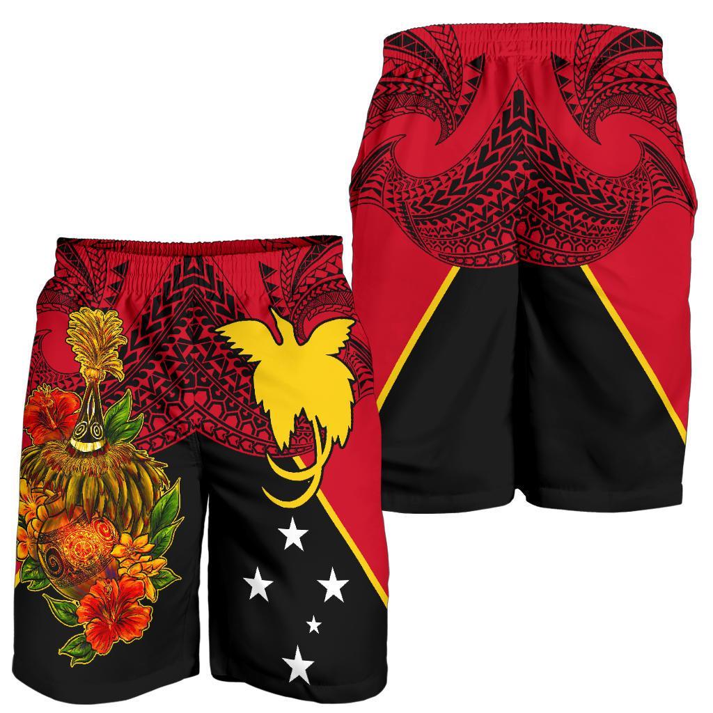 Papua New Guinea Men Shorts - Tumbuan, Duk - duk and Lime Gourd - Vibe Hoodie Shop