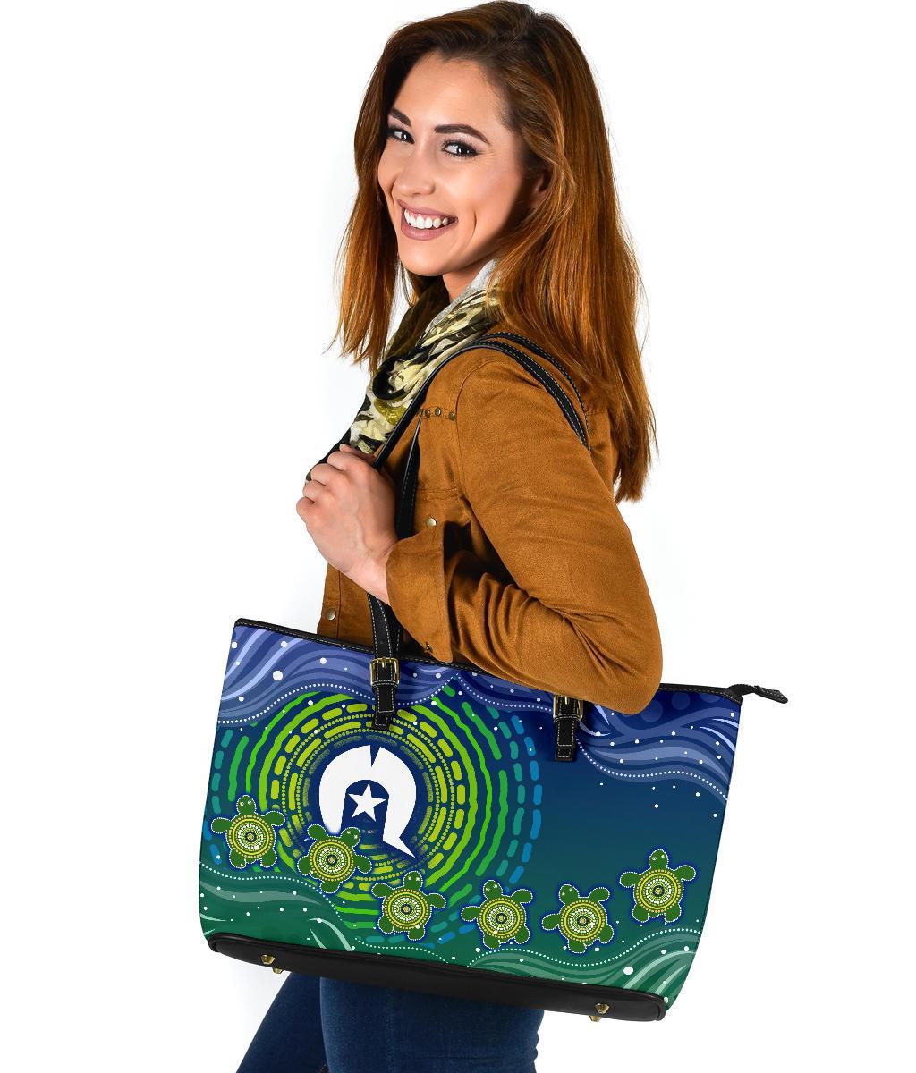 torres-strait-islanders-large-leather-tote-bag-aboriginal-turtle