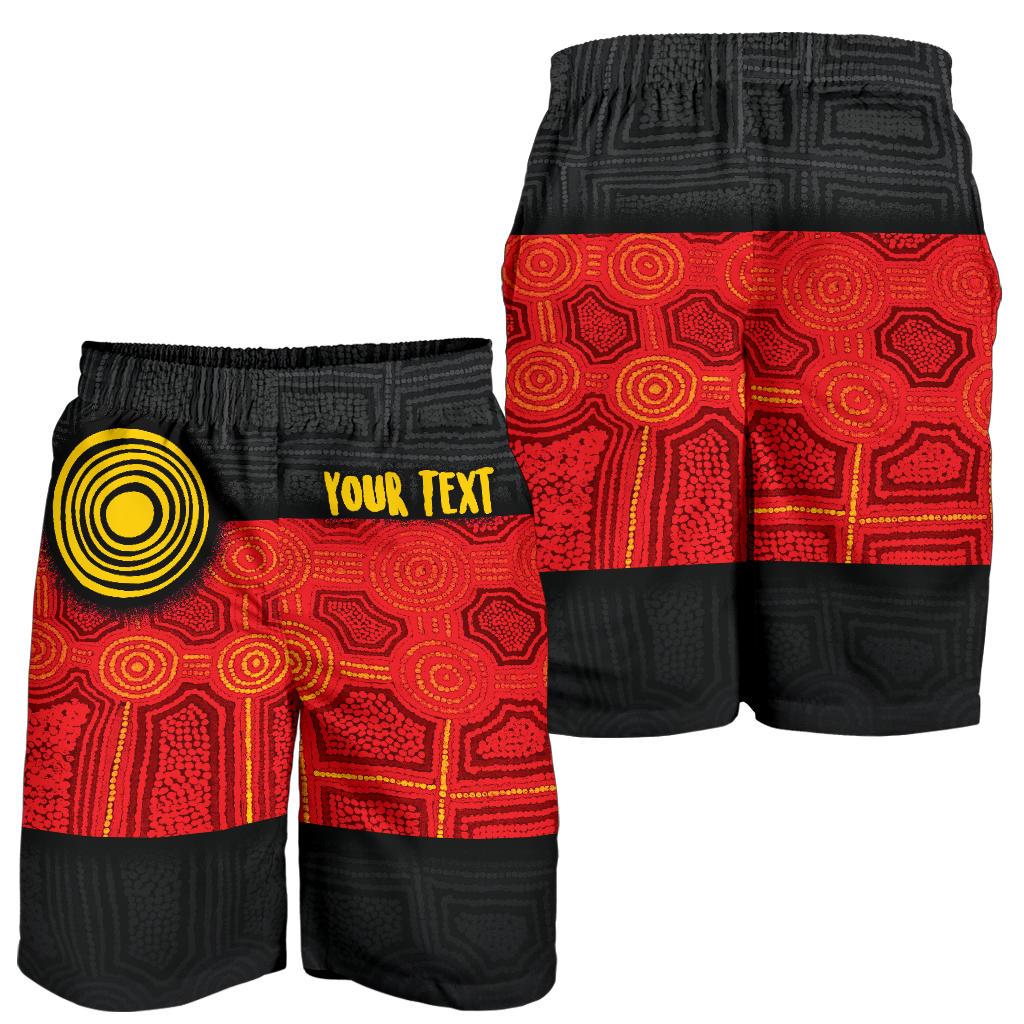 Personalised Aboriginal Men's Shorts - Aussie Indigenous Flag - Vibe Hoodie Shop