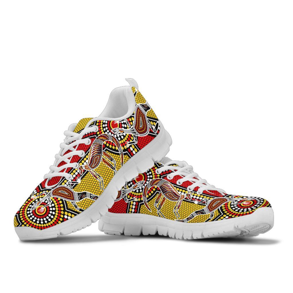 Aboriginal Sneakers, Kangaroo Dot Painting Patterns - Vibe Hoodie Shop