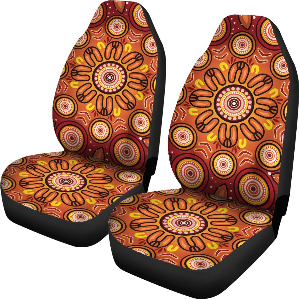 Aboriginal Car Seat Covers - Circle Flowers Patterns VER01 - Vibe Hoodie Shop