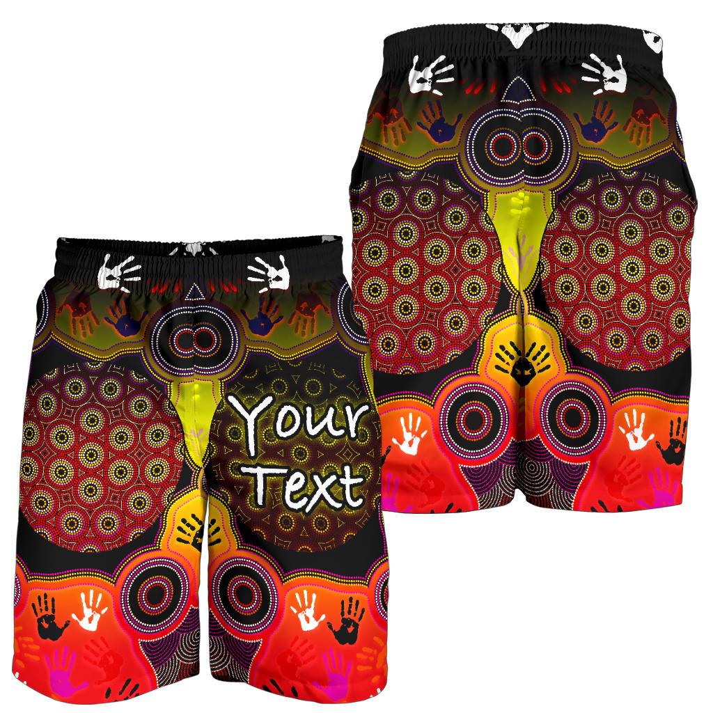 Custom Aboriginal Men's Shorts, Indigenous Circle Dot Painting Hand Art - Vibe Hoodie Shop