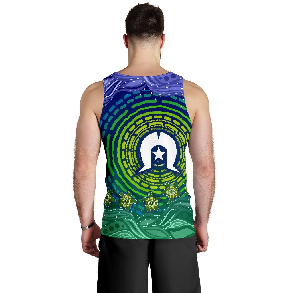 Torres Strait Islanders Men's Tank Top - Aboriginal Turtle - Vibe Hoodie Shop