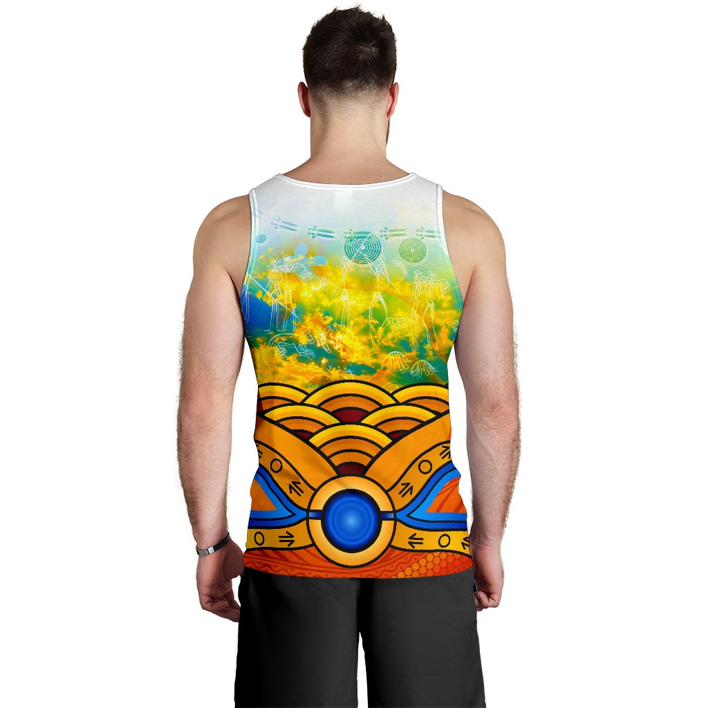 Aboriginal Men's Tank Top, Australia Kangaroo Sky - Vibe Hoodie Shop