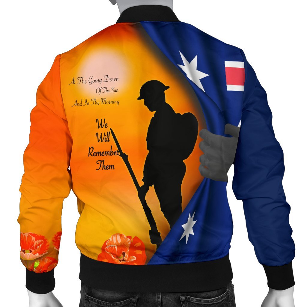 ANZAC Men's Bomber Jacket - We Will Remember Them Ver02 - Vibe Hoodie Shop
