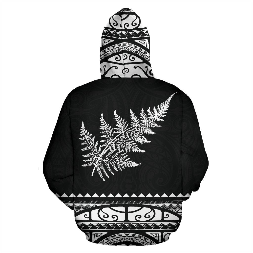 New Zealand Maori Zip Up Hoodie, Aotearoa Silver Fern Zipper Hoodie - Vibe Hoodie Shop