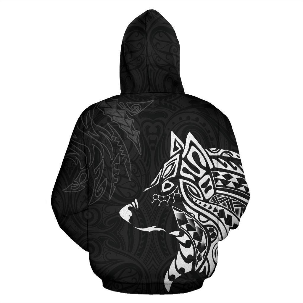 New Zealand Maori Tattoo Hoodie, Wolf Tattoo Pullover Hoodie 02 - Vibe Hoodie Shop