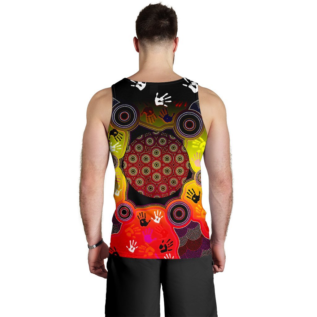 Custom Aboriginal Men's Tank Top, Indigenous Circle Dot Painting Hand Art - Vibe Hoodie Shop