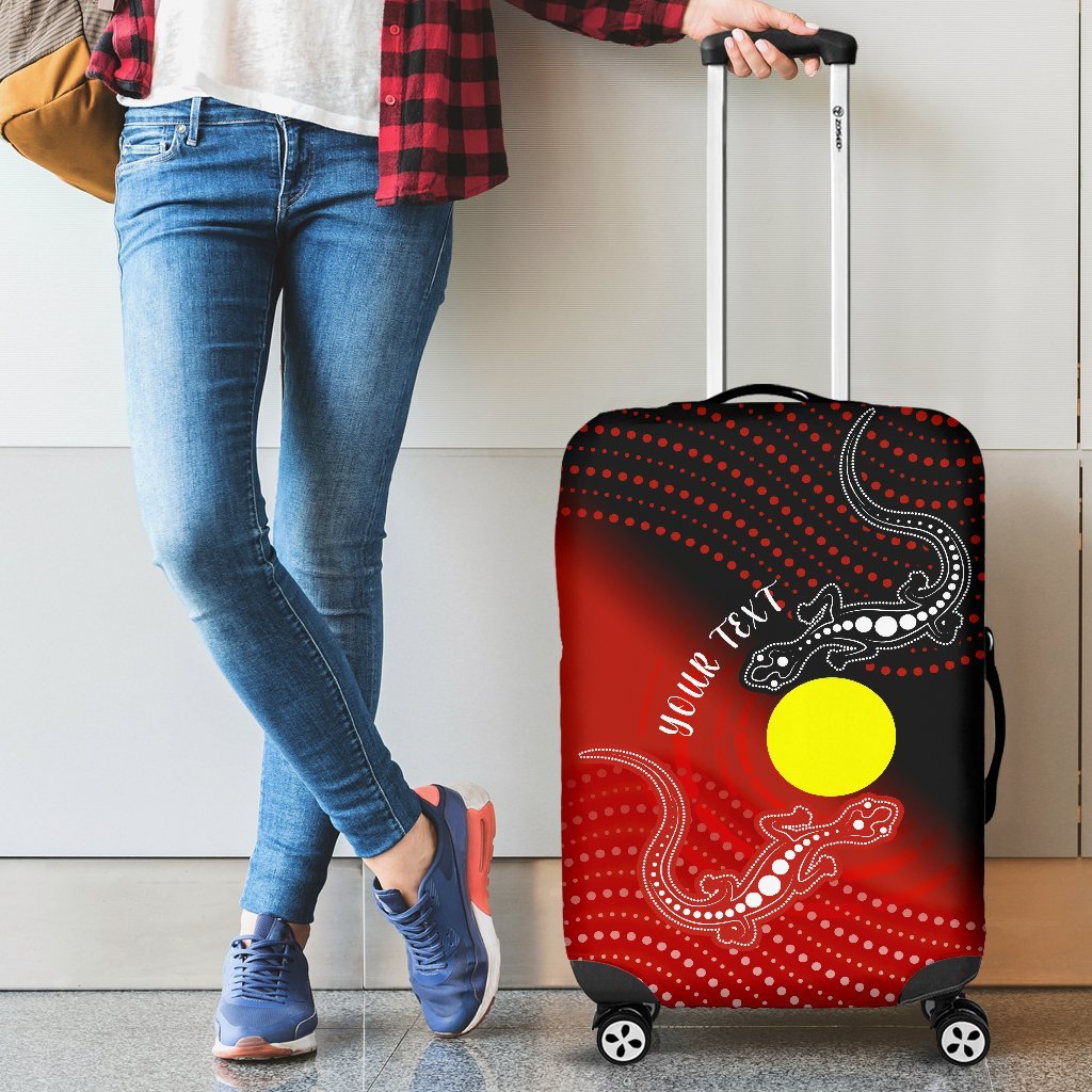 Custom Aboriginal Luggage Covers - Two Indigenous Lizard - Vibe Hoodie Shop