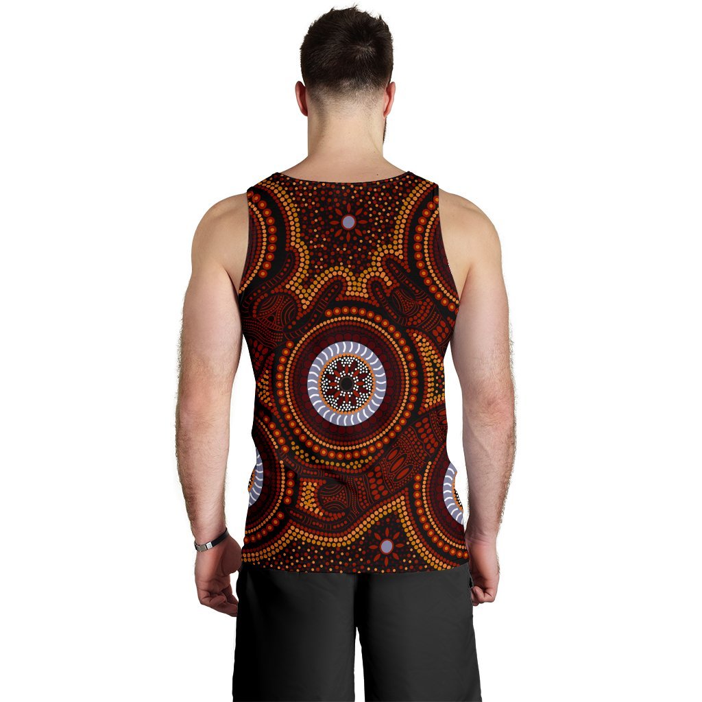 Aboriginal Men's Tank Top - Aboriginal Human Dot Painting Art - Vibe Hoodie Shop