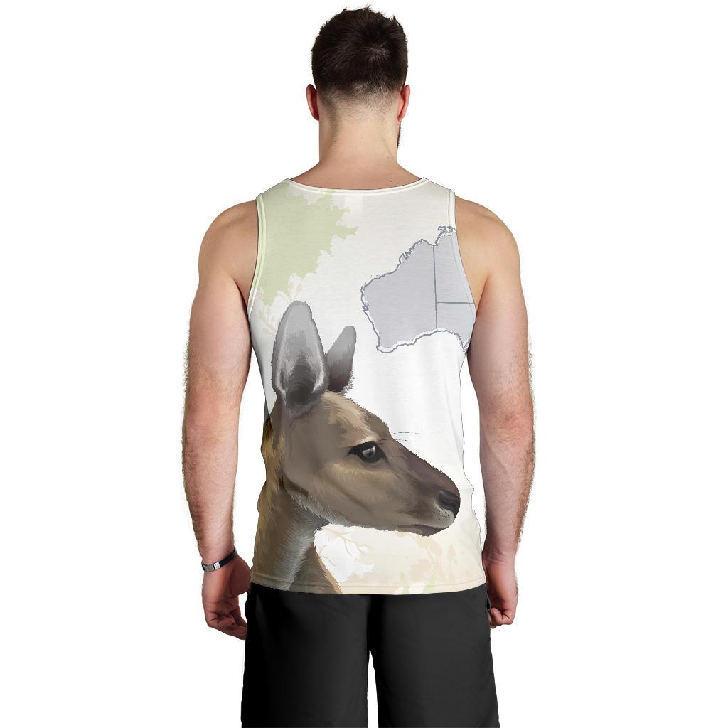 Men Tank Top - Kangaroo Mens Tank Australia Map - Vibe Hoodie Shop