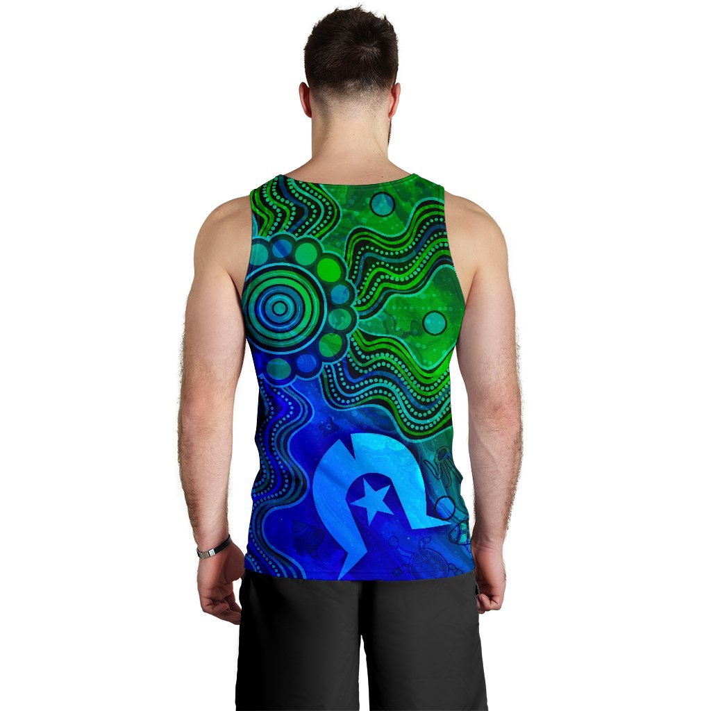 Custom Aboriginal Men's Tank Top, Torres Strait Islands Flag - Vibe Hoodie Shop