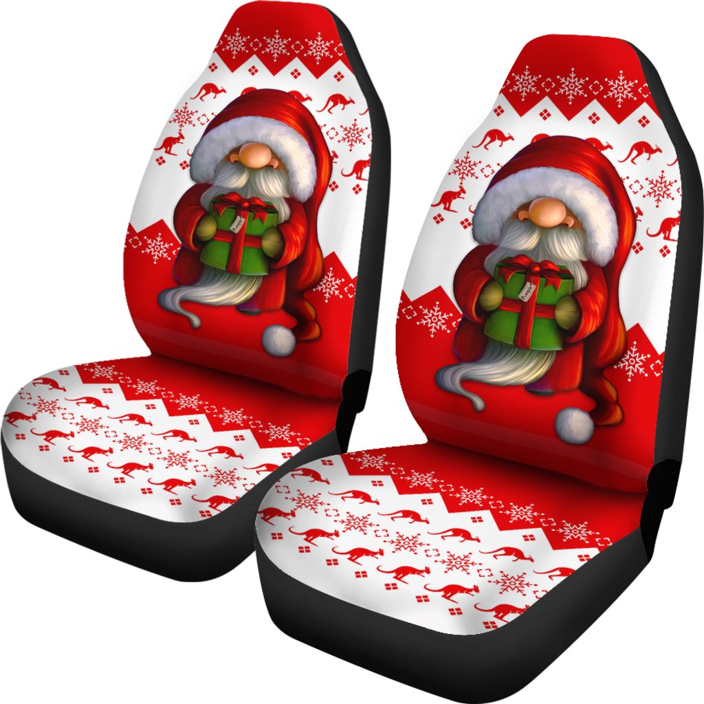Australia Car Seat Cover - Christmas Gnome Seat Covers Kangaroo and Snowflake Universal Fit - Vibe Hoodie Shop