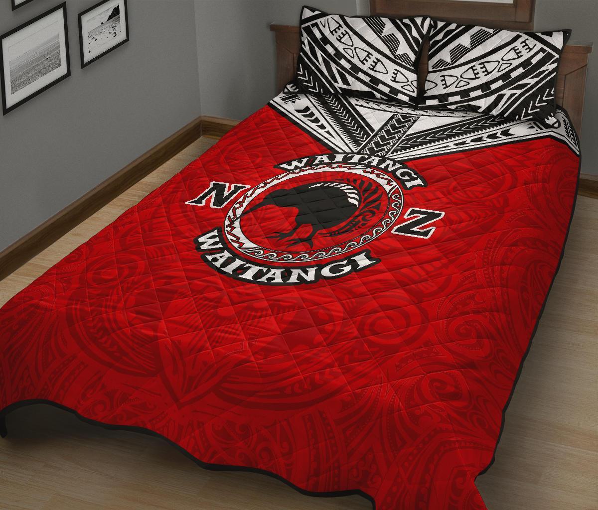 New Zealand Maori Quilt Bed Set Waitangi Day - Red - Vibe Hoodie Shop