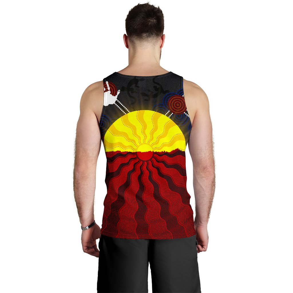 Aboriginal Men's Tank Top, Aboriginal Lives Matter Flag Sun Dot Painting - Vibe Hoodie Shop