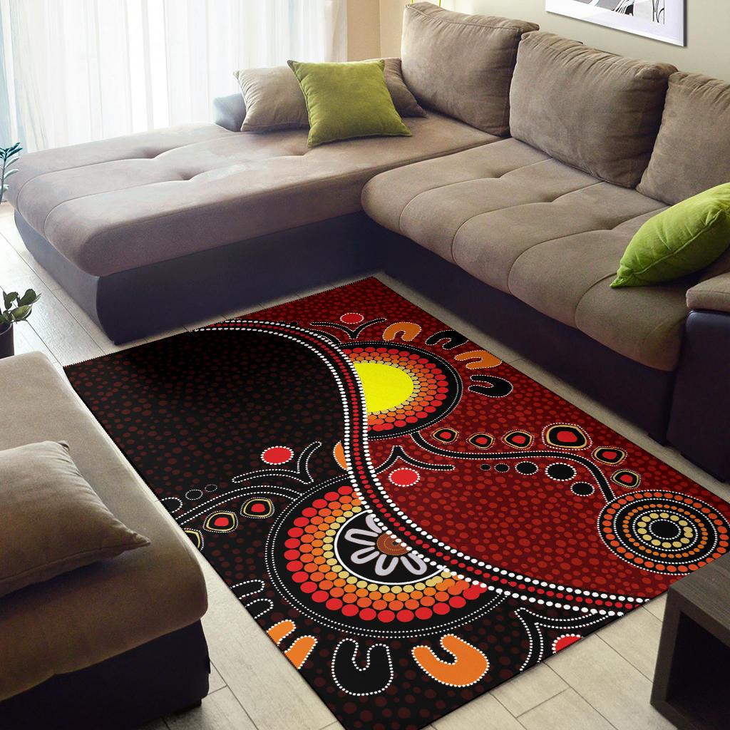 Aboriginal Area Rug - Australia Flag Dot Painting Art - Vibe Hoodie Shop