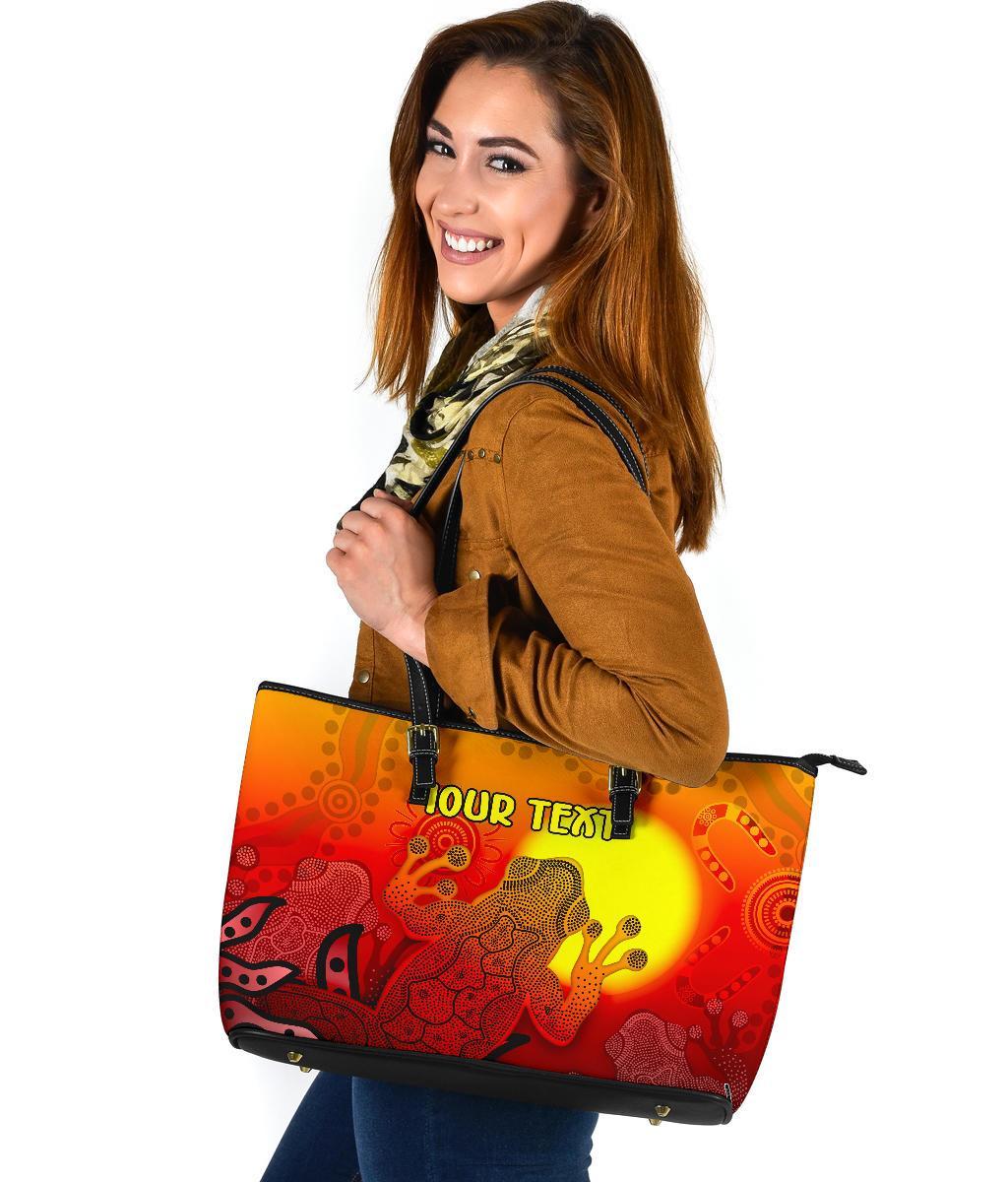 custom-aboriginal-leather-tote-bag-indigenous-frog-red