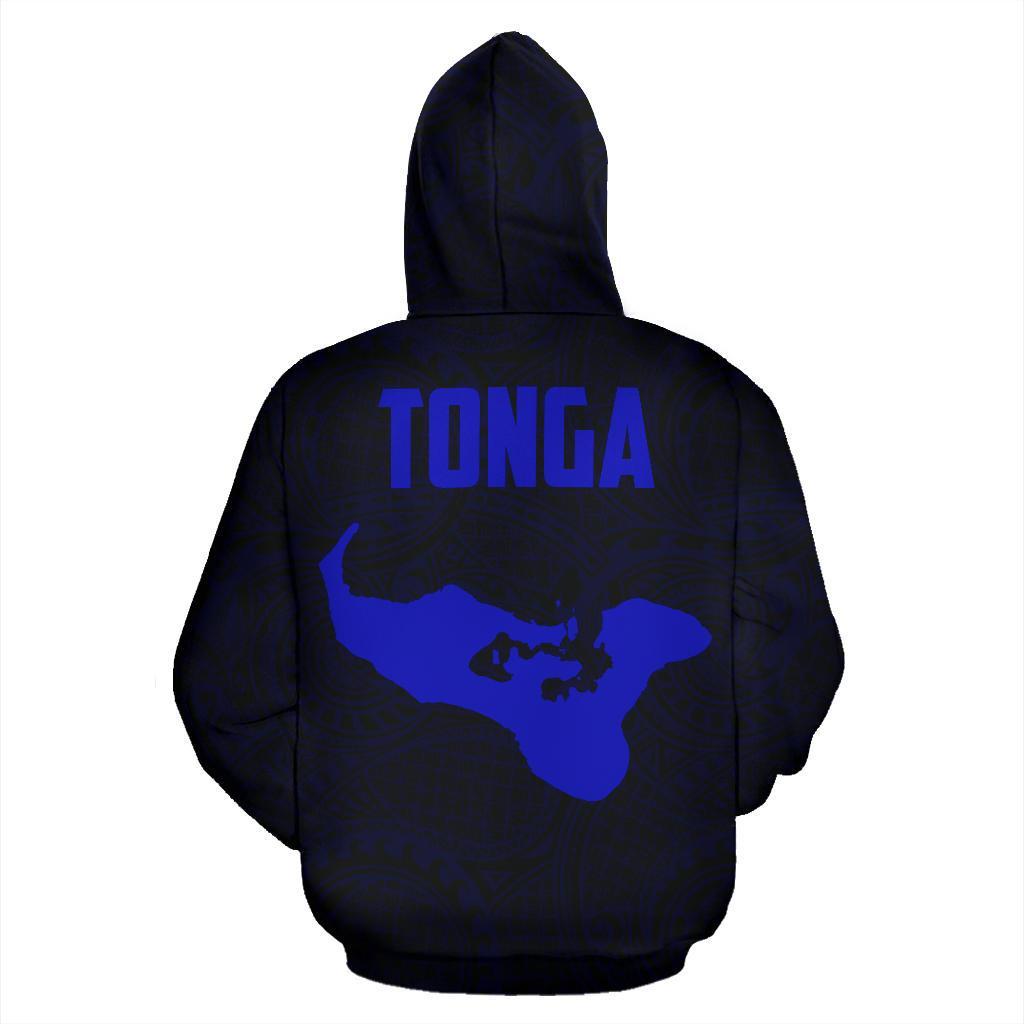 Hoodie Tonga Polynesian Coat Of Arms In Turtle Map Blue - Vibe Hoodie Shop