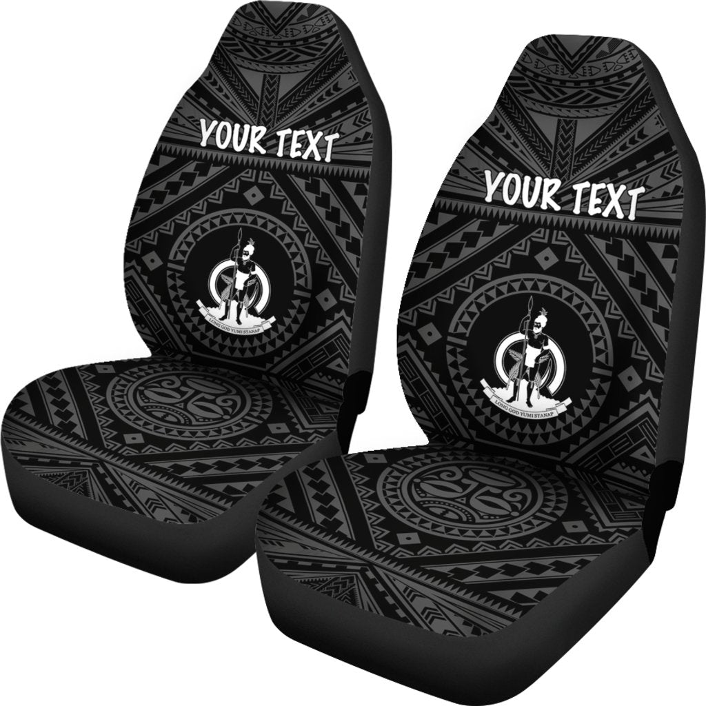 Vanuatu Personalised Car Seat Covers - Vanuatu Seal With Polynesian Tattoo Style - Vibe Hoodie Shop