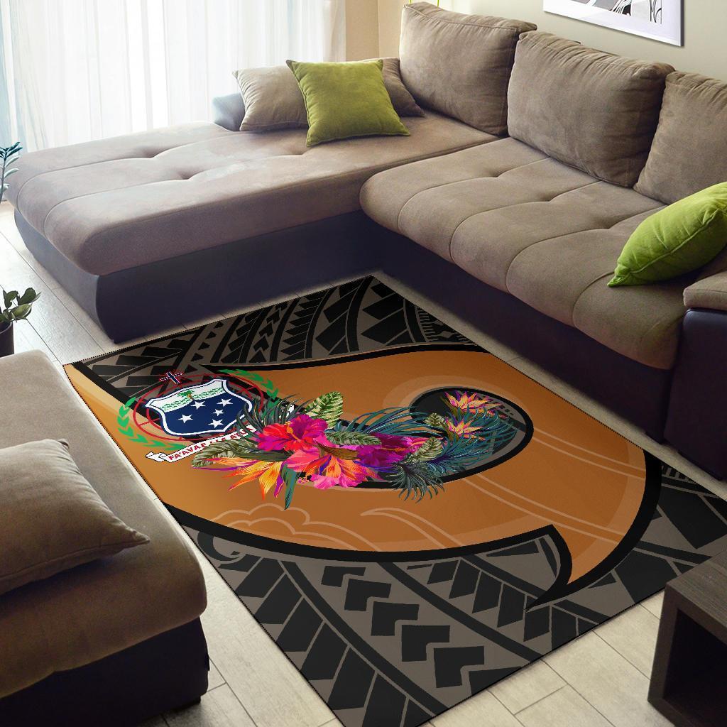 Samoa Area Rug - Polynesian Hook And Hibiscus (Nude) - Vibe Hoodie Shop