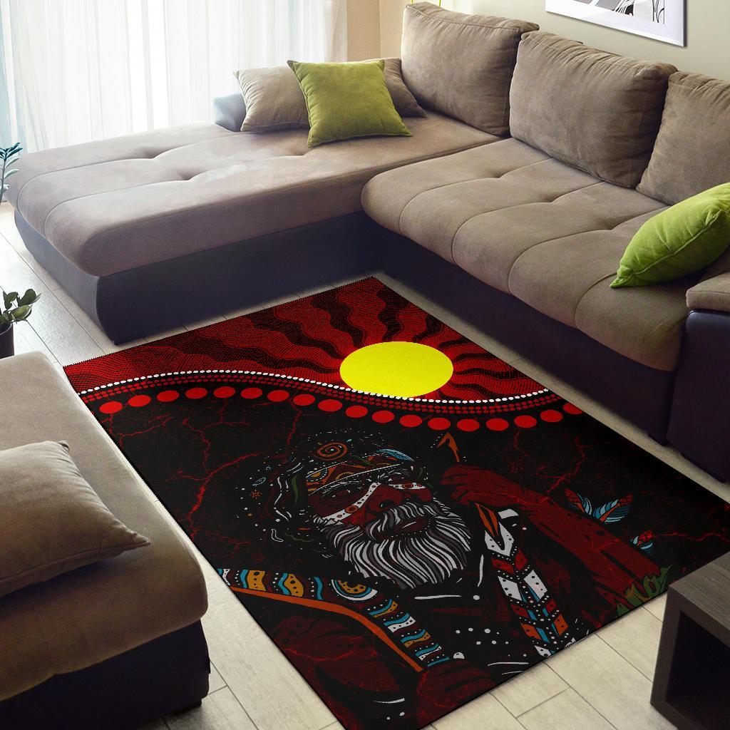 Aboriginal Area Rug - Indigenous People And Sun - Vibe Hoodie Shop