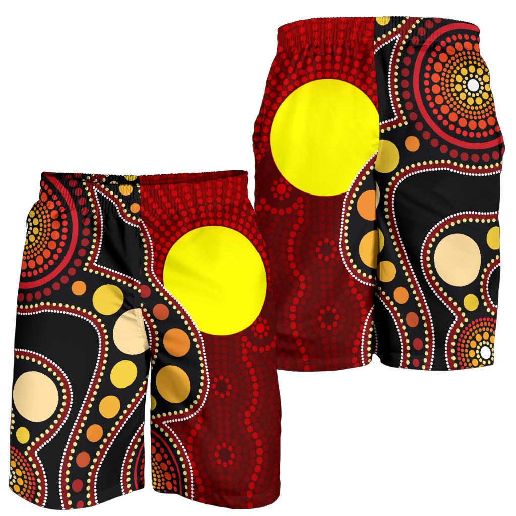 Aboriginal Men's Shorts, Australia Aboriginal Lives Matter Flag Circle Dot Painting Art Shorts - Vibe Hoodie Shop