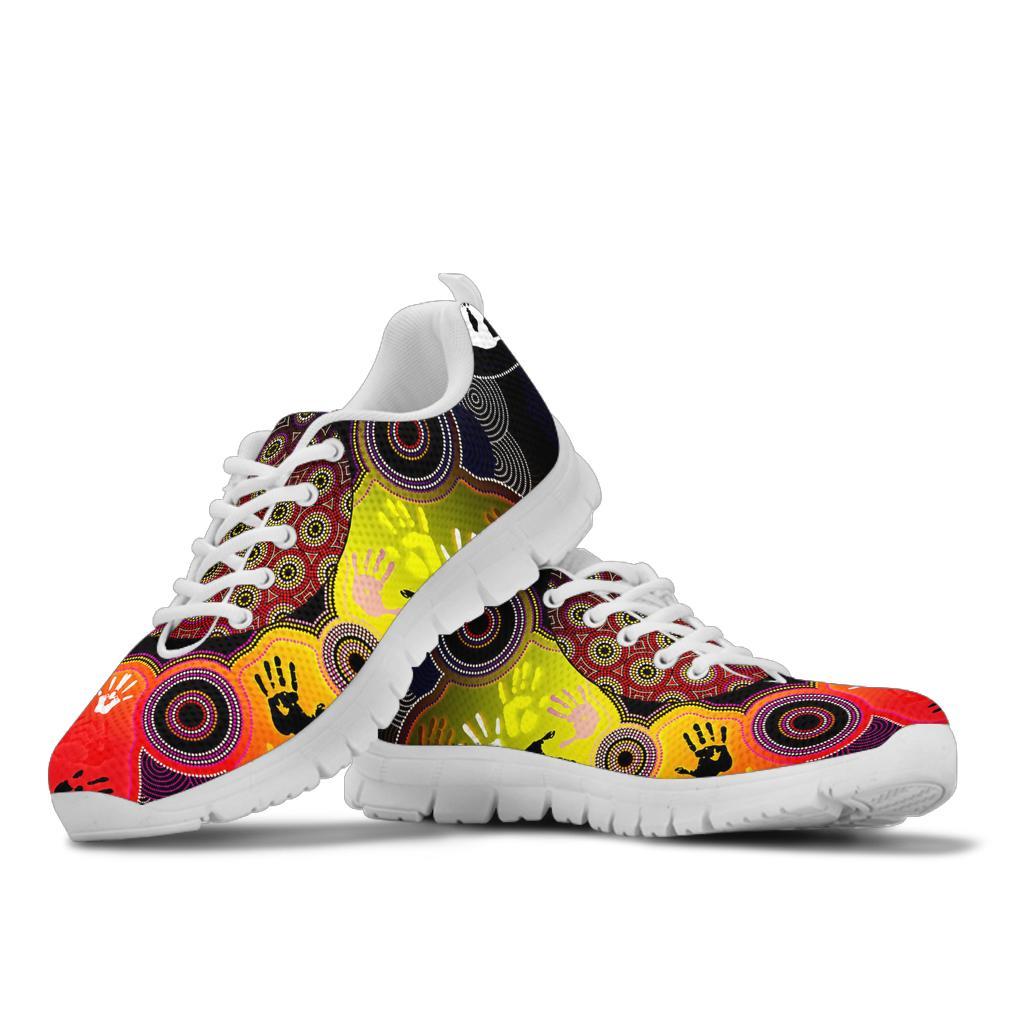 Aboriginal Sneakers, Indigenous Circle Dot Painting Hand Art - Vibe Hoodie Shop