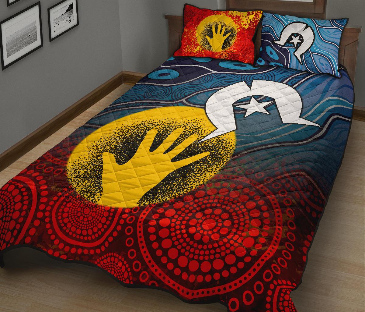 Aboriginal Quilt Bed Set - Aboriginal and Torres Strait Islanders Flag - Vibe Hoodie Shop