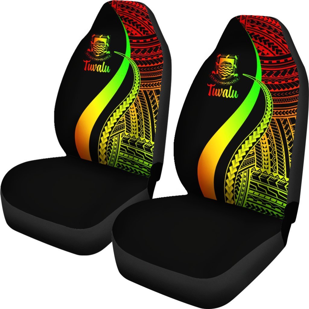 Tuvalu Car Seat Covers - Reggae Polynesian Tentacle Tribal Pattern - Vibe Hoodie Shop