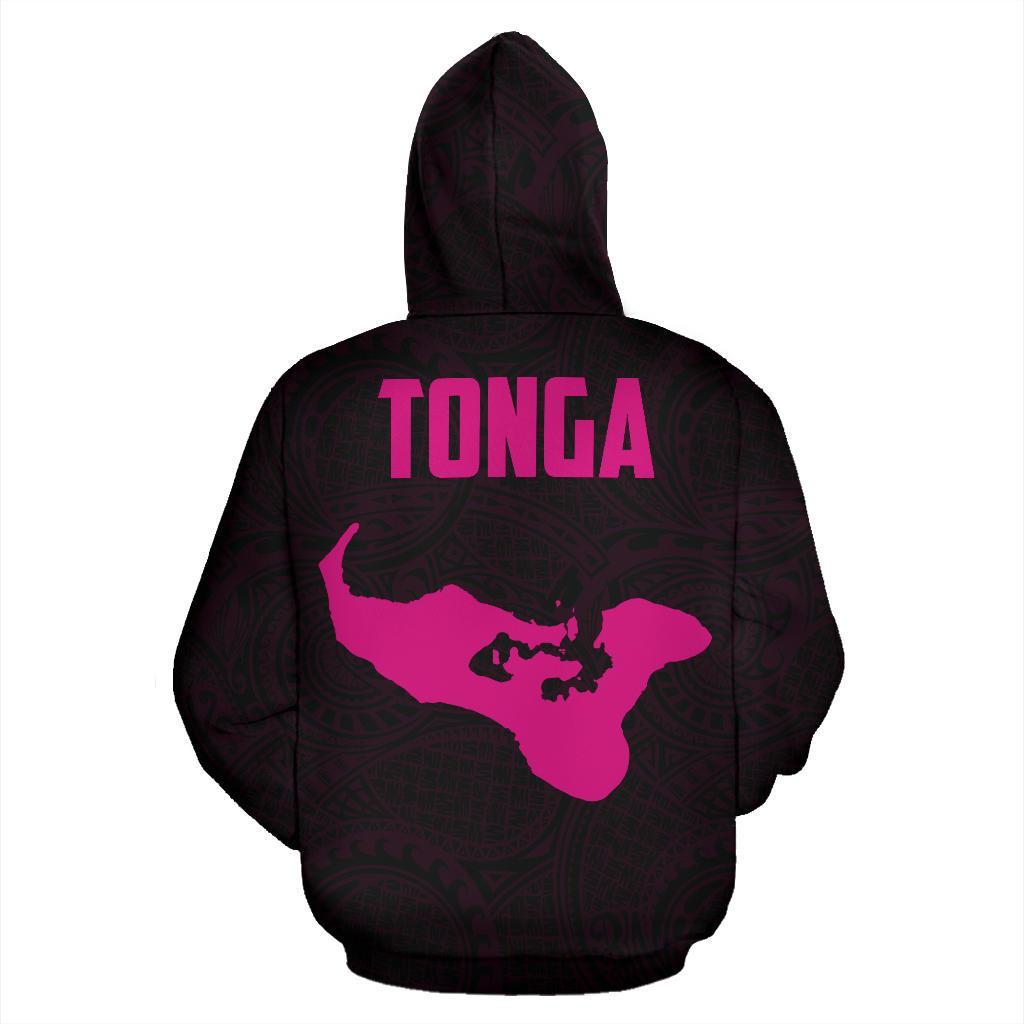 Hoodie Tonga Polynesian Coat Of Arms In Turtle Map Pink - Vibe Hoodie Shop